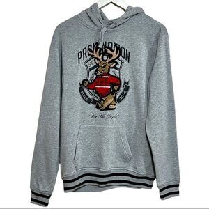 Parish Nation reindeer buck gray medium hoodie sweater